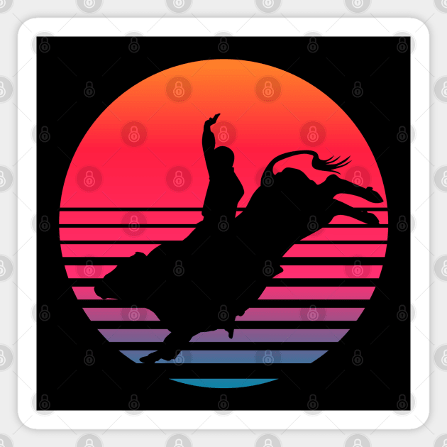 Cowboy Bull Rider retro sunset Sticker by Geoji 